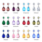 Teardrop Dangle Earrings Women Birthstone Crystal Stud Earrings 925 Sterling Silver Jewelry Girls Birthday Christmas Gifts Atex0010